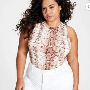 Snake Print Sleeveless Bodysuit